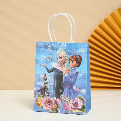 China Recyclable Princess Series Kraft Handle Bag Birthday Party Supplies Gift Bag Wrapping Paper Bag for sale