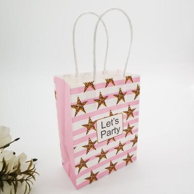 China High Quality Recyclable Paper Bag Party Supplies Pink Kraft Handle Bag Gift Packaging Paper Bag for sale