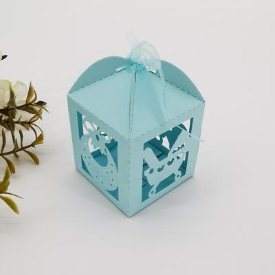 China Adorable 6*6*10 cm Food Baby Shower Candy Box Laser Cut Pattern Hollow Out Gift Favor Boxes Favors Gift Boxes for sale