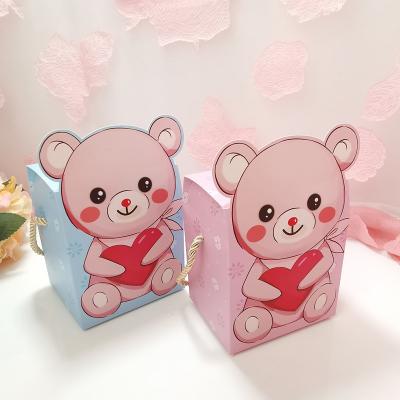 China Loveble Baby Shower Favors Disposable Candy Boxes Cute Bear Design Sticker Gift Wrapping Paper Boxes Party Supplies for sale