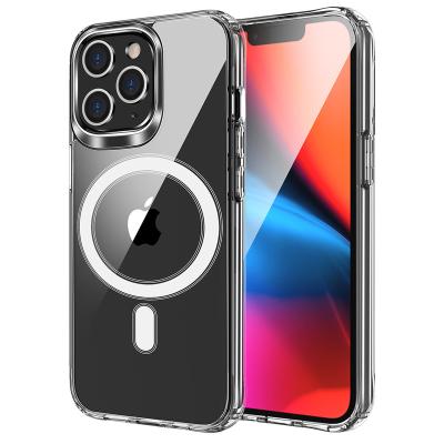 China Shockproof Clear Mag Safe TPU Phone Case For Custom Logo Case Magnetic Wireless Charging Cover For Iphone 14 13 pro max for sale