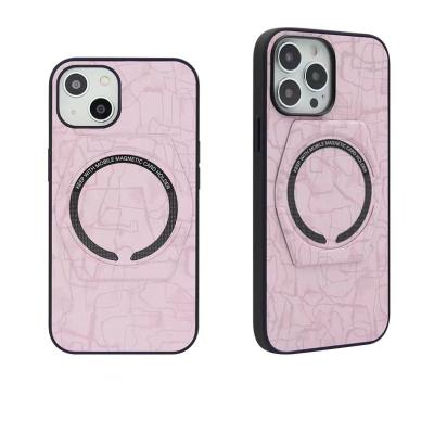 China Stamor Kickstand PU Leather Shockproof Magnetic Phone Case For Iphone 14 for sale