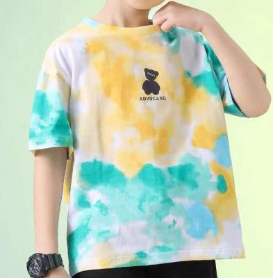 China Cotton Tie Anti-pilling Anti-pilling Dye Kids T-shirt Round Collars Loose Fit for sale