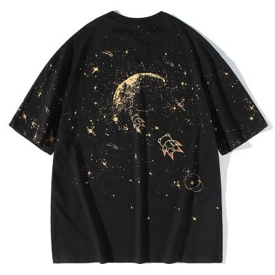 China 2020 new anti-pilling anti-pilling earth space star printing loose wandering T-shirt hippies Plus-size T-shirts for sale