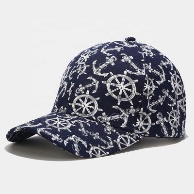 China New Navy COMMON Anchor Printed Cotton Baseball Cap Trend Sun Hat Casual Hat for sale