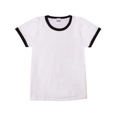 China Sustainable Cotton Polyester 160gsm White Ringer T-Shirt For Girls With OEM Logo for sale