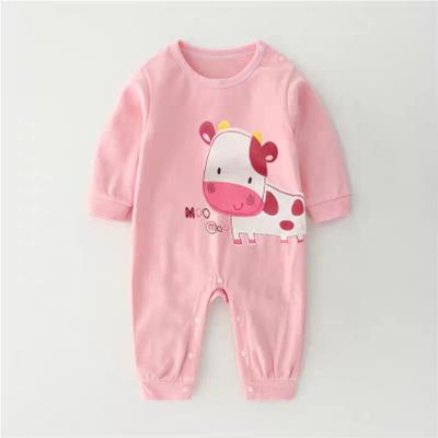 China Cute Soft 100% Cotton One Piece Anti Shrinkage Baby Boy Girls Pajamas for sale