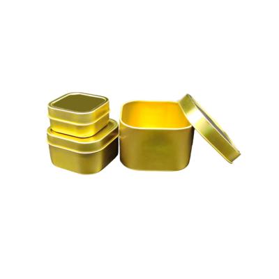 China Gift & Craft Wholesale 2oz/4oz/8oz Square Candle Tin Cans With Lids Gold Tin Cans for sale