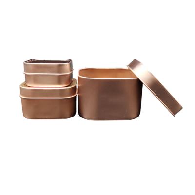 China Gift & Wholesale Craft Candle Tin Rose Gold 2oz/4oz/8oz Square Candle Tin Cans Empty for sale