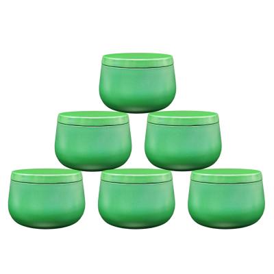 China Gift & Craft Wholesale 8oz Green Candle Tins Metal Candle Tin Jars With Lids Around Storage Containers for sale