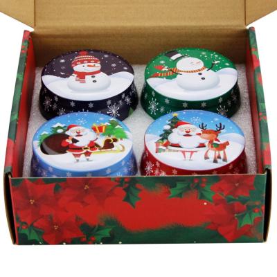 China Wholesale home decoration Christmas candle jars set 4 pieces tin box factory manufacture tinplate for sale