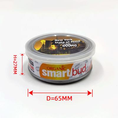 China Airtight Machine Sealed Metal Tin Cans Smart Bud Cans with Clear Lids. for sale