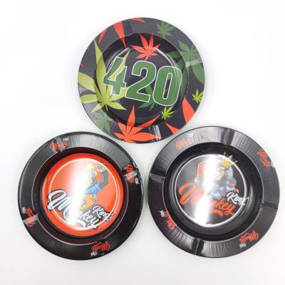 China High quality round tinplate ashtray cigarette rolling smoking tray from tinplate manufacturer for sale