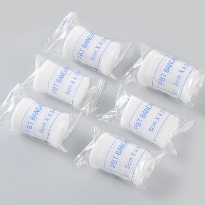 China Roll Gauze PBT Elastic Bandage Care Comfy Disposable Dressing PBT Medical Wrapped Medical Bleached Bandage for sale