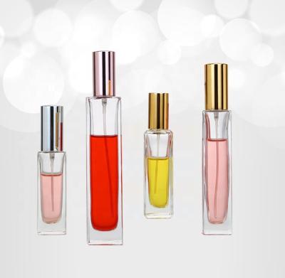 China 30ml 100ml luxury clear glass material bottle for perfume glass cosmetic liquid bottle with sprayer pump for sale