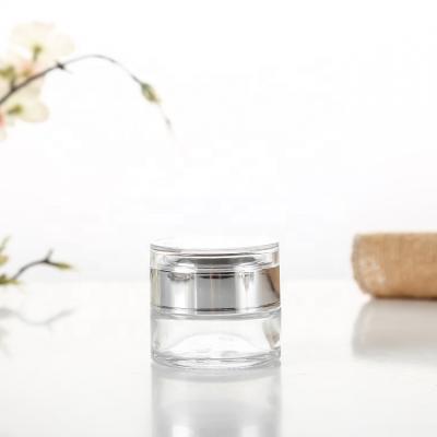 China Cosmetic empty clear glass material glass cosmetic jar with screw lid 10g 20g eye cream glass container on sale for sale