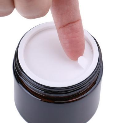 China 100ml Skin Care Cosmetic Cream Glass Jar With Lid - 12 Pack Cosmetic Glass Packaging With Amber Color On Sale for sale