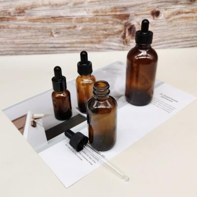 China 0.5oz 1oz 2oz 3oz 4oz Boston Essential Oil Cosmetic Empty Amber Bottle With Dropper Base Dropper Bottle for sale