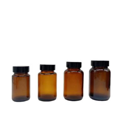 China Wholesale 50ml Medical Amber Glass Medicine Pill Bottle Color Glass Medicine Bottle With Wide Mouth Lid for sale