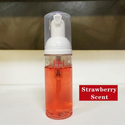 China Nonirritating Customized Logo 60ML Strawberry Scent To Strengthen Effect Deep Clean Sensitive Skin Remove Eyelash Foam Bacterial Clean Foam for sale