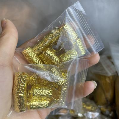 China Decoration Jewelry 12 Pcs Pack Braiding Beads Gold Metal Cuffs Hair Accessories Decoration Filigree Tube for sale