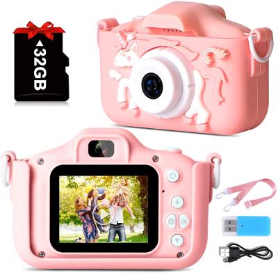 China Low Enlightenment Camera 2021 Function Cute Cartoon 1080p Kids Instant Camera With Interesting Stickers Cartoon Mini Digital Toy For Kids Gift for sale