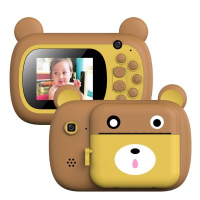 China Amazon Hot Cute Bear Kids Built-in Mini LED Flashlight 1080P Video Camera With Picture Printer Wireless Instant Printing Digital Cameras Wholesale for sale