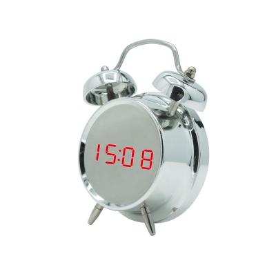 China Antique Style CE Twin Bell Two Alarm LED Clock With Sound Control Function for sale