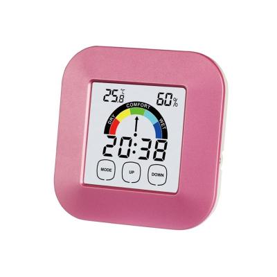 China Antique Style Indoor Digital LCD Temperature Humidity Meter Clock for sale