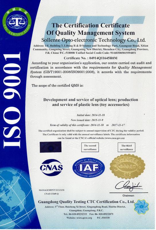 ISO - Sollente Opto-Electronic Technology Co., Ltd