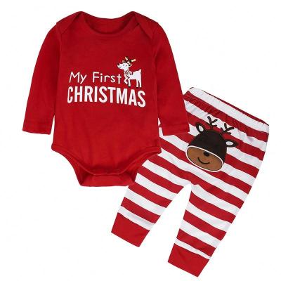 China Wholesale Jogger Hoodie Set Christmas Stain Boys and Girls Costumes Baby Romper Baby Jumpsuit Striped Pants Logo Fawn Festival Sets Custom Made for sale