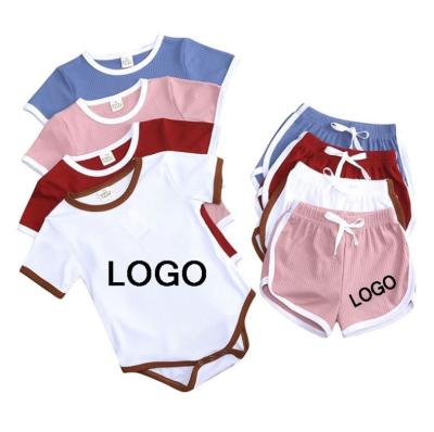 China Hot Selling Breathable Summer High Quality Baby Boy And Girl Newborn Cotton Rompers And Short Pants Short Sleeve Clothing Sets for sale