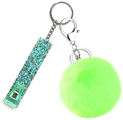 China Wholesale Custom Bank Card Grabber 2022 Women Nail Puller Debit Bank Card Grabber Key Chain Pom Cute Card Grabber For Long Nails for sale