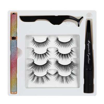 China Invisible Magnetic Lashes Private Label 2021 New Lashes Updated Reusable Waterproof Invisible Magnetic Eyelashes With Eyeliner Kit for sale