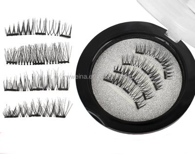 China No Mess 3 Magnets Natural Soft Synthetic Reusable Handmade No Glue False Magnetic Eyelashes for sale