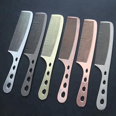 China Durable And Heat Resistant Hairdressing Salon Suppliers Aluminum Hair Cutting Comb With Handle for sale