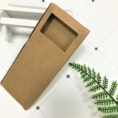 China Recycled Materials Custom Printing Small Kraft Paper Gift Package Box With Clear Window for sale