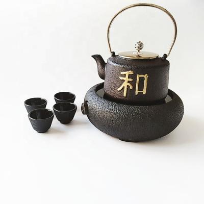 China Sustainable Traditional Cast Iron Tea Kettle Water Pot Sets With Cup for sale