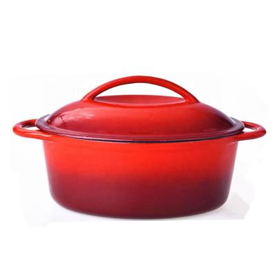 China Sustainable Red Enamel Cast Iron Casserole Dish With Cast Iron Handle for sale