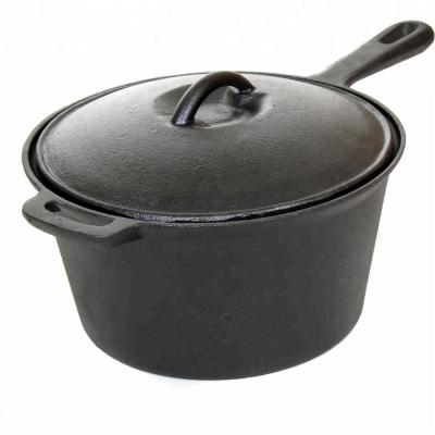 China Pre-Seasoned Cast Iron Baked Bean Viable 7.5 Inch Sauce Pan With Lid&iron Handle 2 Quart for sale