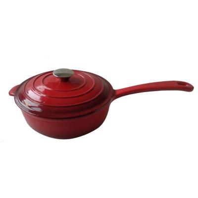 China Sustainable Enameled Cast Iron Chicken Fryer Pot With Cover , Enamel Cast Pan for sale