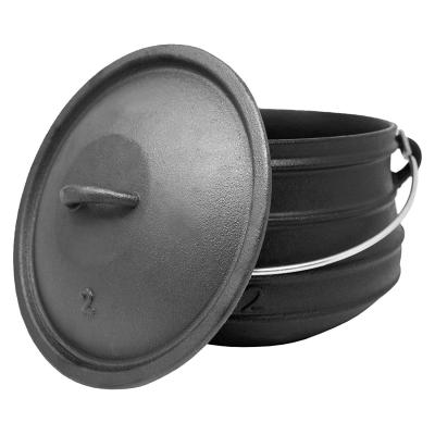 China 2# cast iron africa sustainable pot, cast iron potjie pot flat bottom, cast iron cauldron for sale