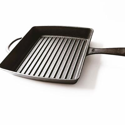 China Sustainable Pre-Seasoned Cast Iron Square Griddle Pan With Cast Iron Handle for sale