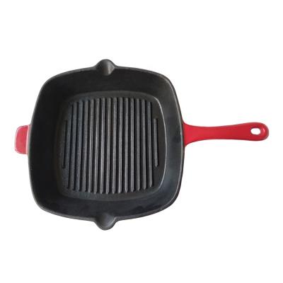 China Sustainable Cast Iron Cookware Enamel Cast Iron Square Grill Pan for sale