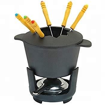 China Viable Low Price Pre-Seasoned Cast Iron Fondue Set Cheese Pot for sale