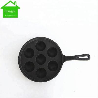 China Sustainable vegetable oil cast iron aebeleskiver pancake puff pan for sale