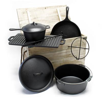 China Sustainable hot sale cast iron cookware camping set for sale