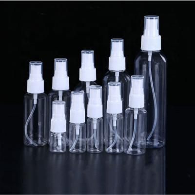 China 5ml 10ml 15ml 20ml 25ml 30ml 50ml 60ml 80ml 100ml 120ml 150ml 200ml 250ml Clear Cosmetic Plastic PET Spray Bottle for sale