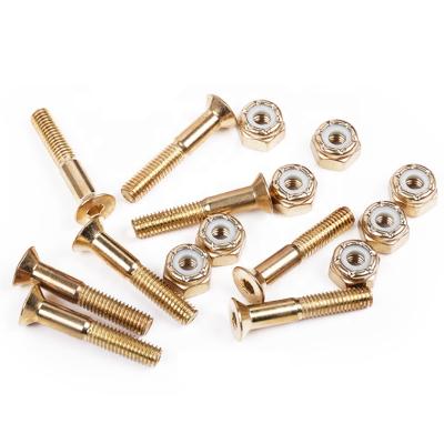 China Wholesale 25mm Skateboard Truck 8 Gold Black Screws Bolts And Nuts Custom Skateboard Part Hardware Screws With Hex Individual Package for sale