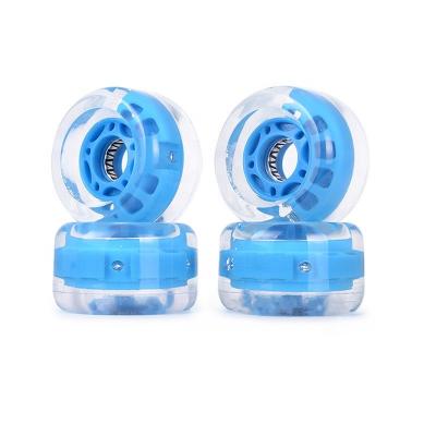 China OEM Wholesale 70*42mm Longboard Adult Blue Cruiser Wheels Custom Light Up Led Transparent Polyurethane Skateboard Wheels for sale